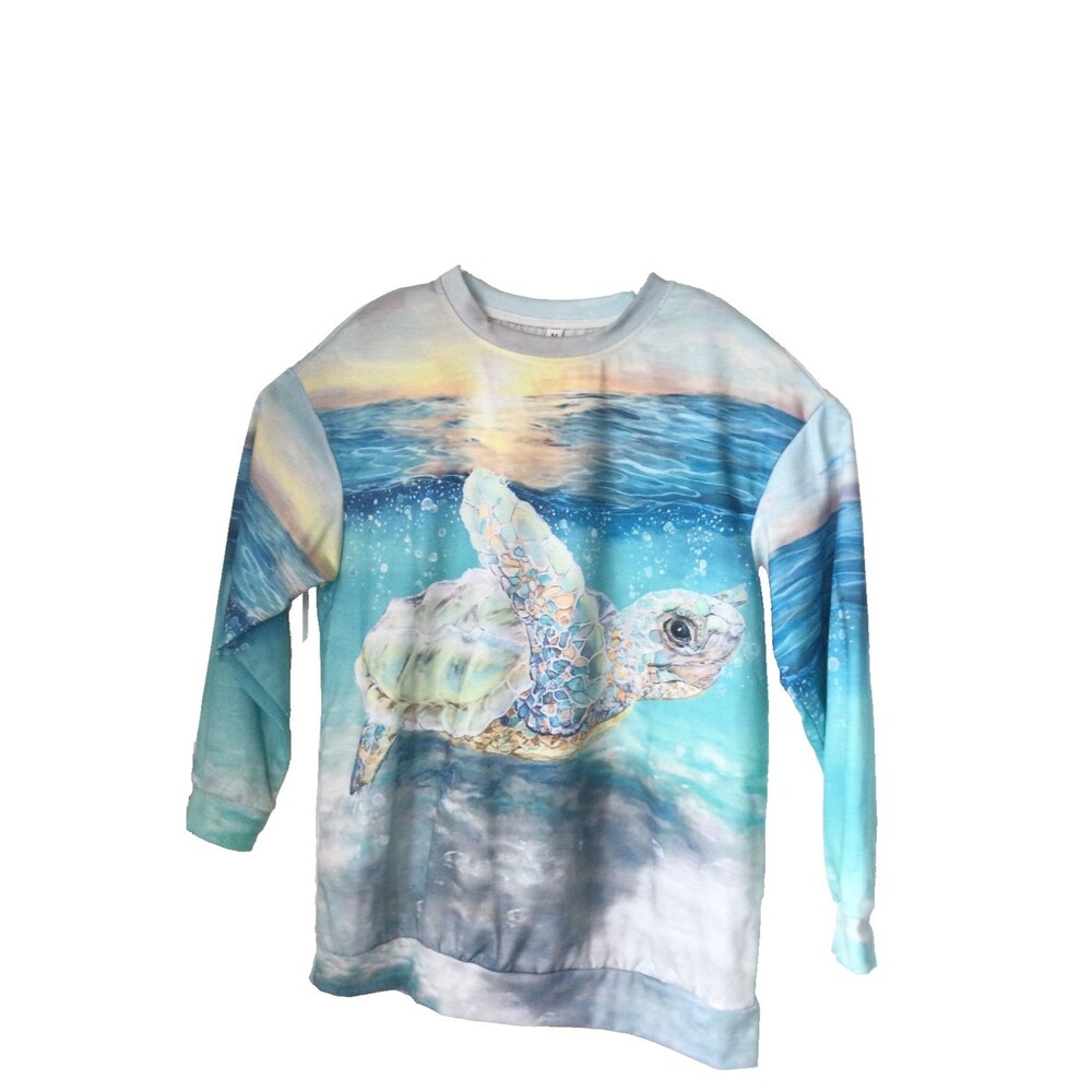 Sea Turtle Long Sleeve Shirt Sweatshirt Unisex Size Medium Unbranded